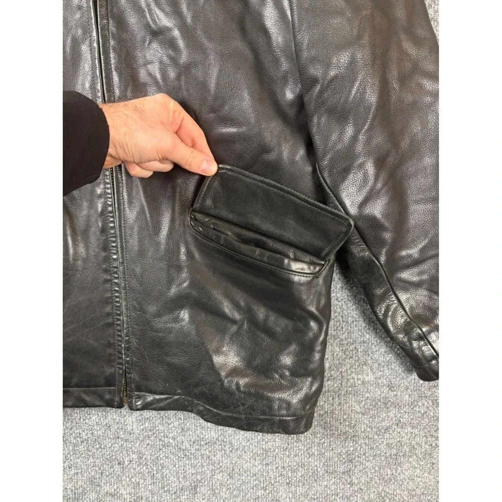 J Crew Leather Jacket Mens‎ Size S Black Zip Front Quilted Lined Collared